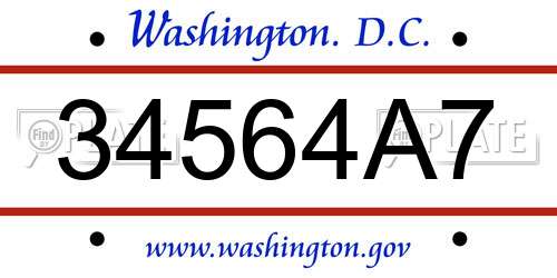34564A7 District Of Columbia License Plate