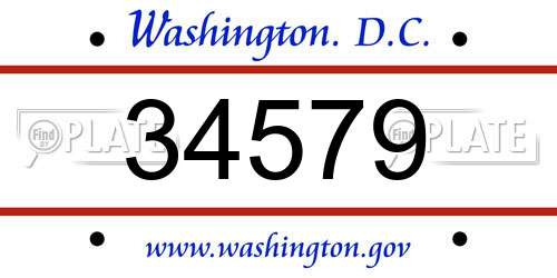 34579 District Of Columbia License Plate