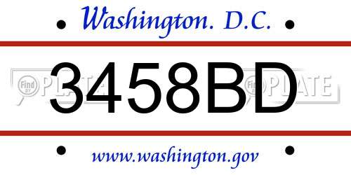 3458BD District Of Columbia License Plate