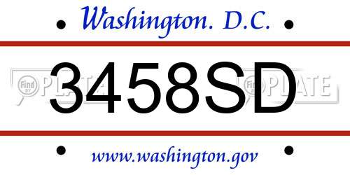 3458SD District Of Columbia License Plate