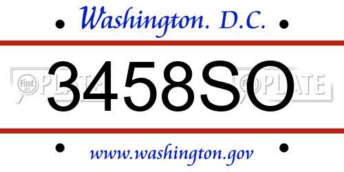 3458SO District Of Columbia License Plate