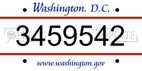 3459542 District Of Columbia License Plate