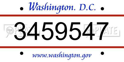 3459547 District Of Columbia License Plate