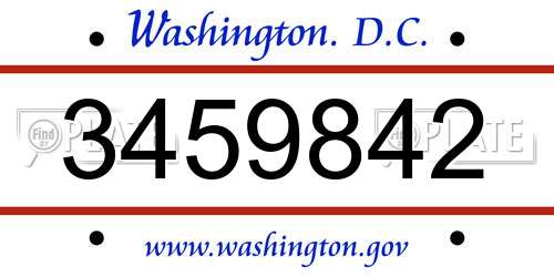 3459842 District Of Columbia License Plate