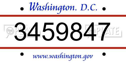 3459847 District Of Columbia License Plate