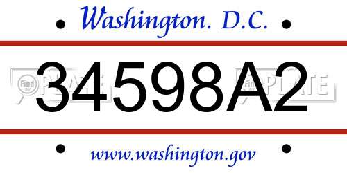 34598A2 District Of Columbia License Plate