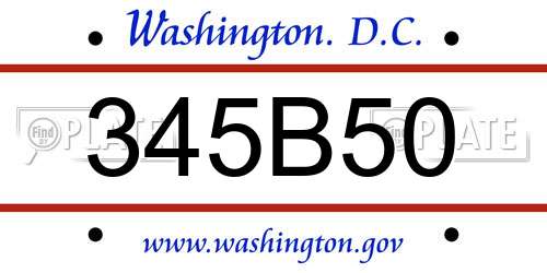 345B50 District Of Columbia License Plate