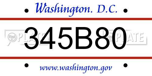 345B80 District Of Columbia License Plate