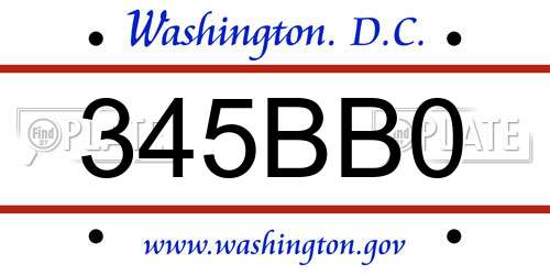 345BB0 District Of Columbia License Plate