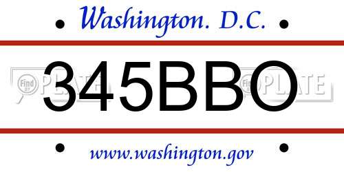 345BBO District Of Columbia License Plate