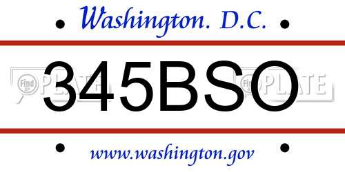 345BSO District Of Columbia License Plate