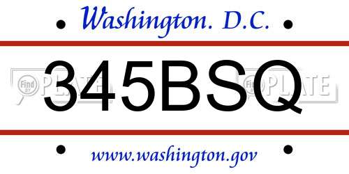 345BSQ District Of Columbia License Plate