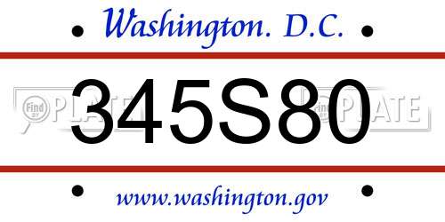 345S80 District Of Columbia License Plate