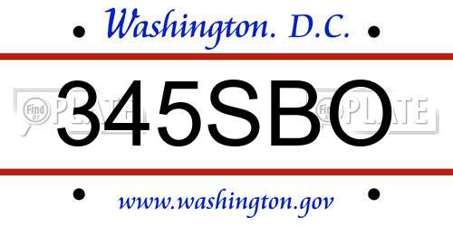 345SBO District Of Columbia License Plate