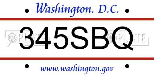 345SBQ District Of Columbia License Plate