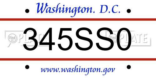 345SS0 District Of Columbia License Plate