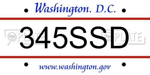 345SSD District Of Columbia License Plate
