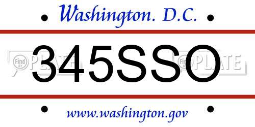 345SSO District Of Columbia License Plate