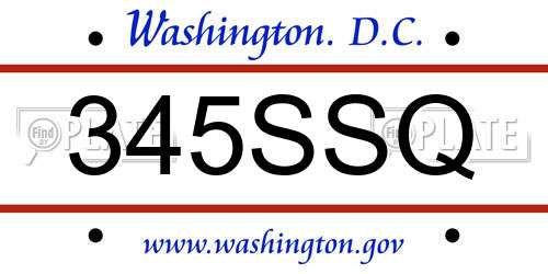 345SSQ District Of Columbia License Plate