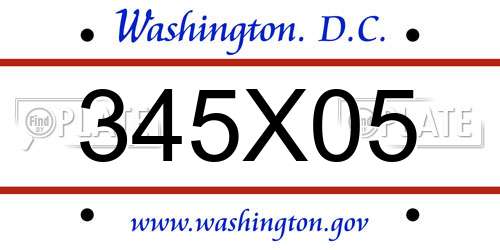 345X05 District Of Columbia License Plate