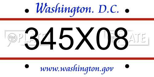 345X08 District Of Columbia License Plate