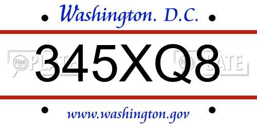 345XQ8 District Of Columbia License Plate