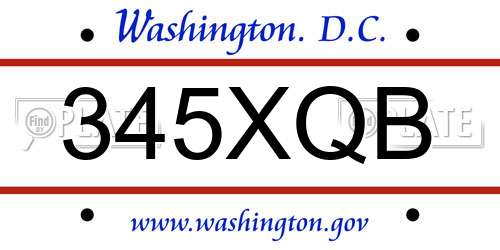 345XQB District Of Columbia License Plate