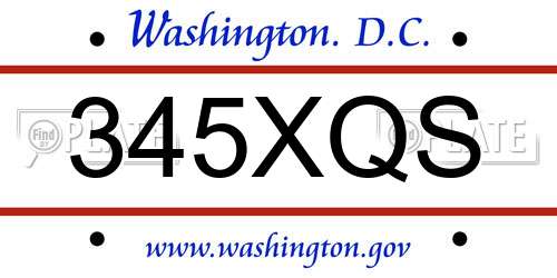 345XQS District Of Columbia License Plate