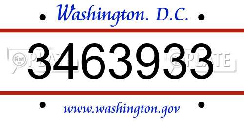 3463933 District Of Columbia License Plate