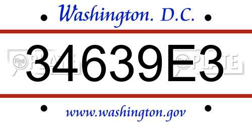 34639E3 District Of Columbia License Plate