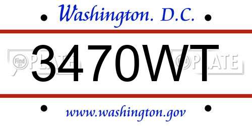 3470WT District Of Columbia License Plate