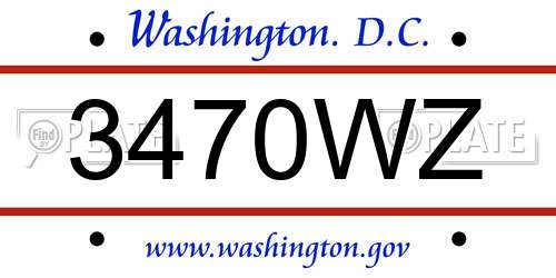 3470WZ District Of Columbia License Plate
