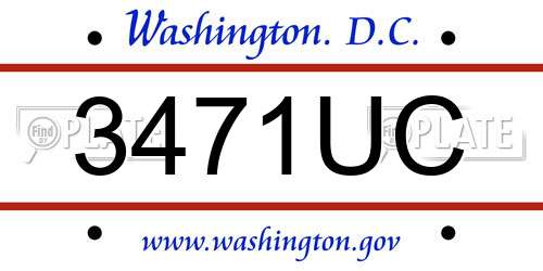 3471UC District Of Columbia License Plate