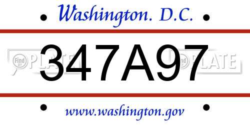 347A97 District Of Columbia License Plate