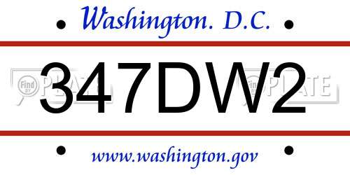 347DW2 District Of Columbia License Plate