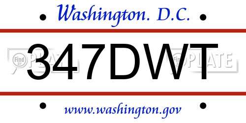 347DWT District Of Columbia License Plate
