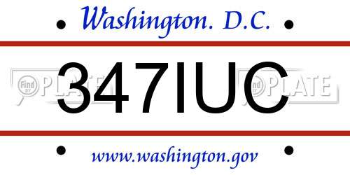 347IUC District Of Columbia License Plate