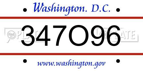 347O96 District Of Columbia License Plate