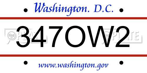 347OW2 District Of Columbia License Plate