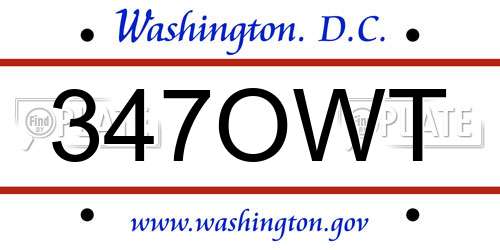 347OWT District Of Columbia License Plate