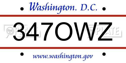 347OWZ District Of Columbia License Plate