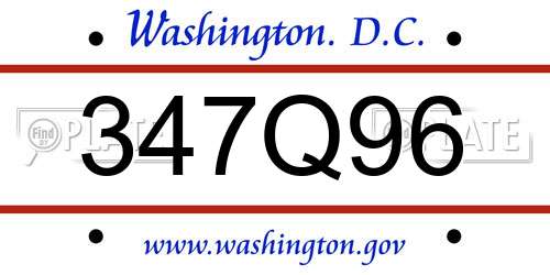347Q96 District Of Columbia License Plate