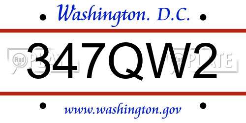 347QW2 District Of Columbia License Plate