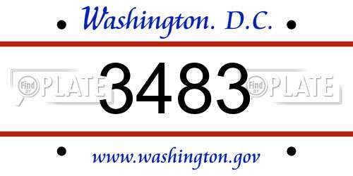 3483 District Of Columbia License Plate