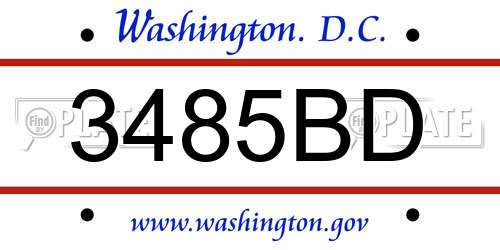 3485BD District Of Columbia License Plate