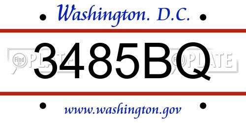 3485BQ District Of Columbia License Plate