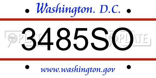 3485SO District Of Columbia License Plate