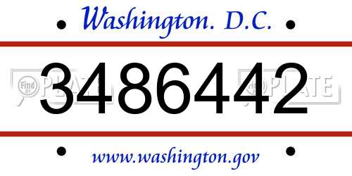 3486442 District Of Columbia License Plate