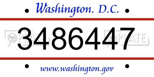 3486447 District Of Columbia License Plate