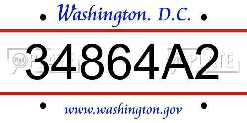 34864A2 District Of Columbia License Plate